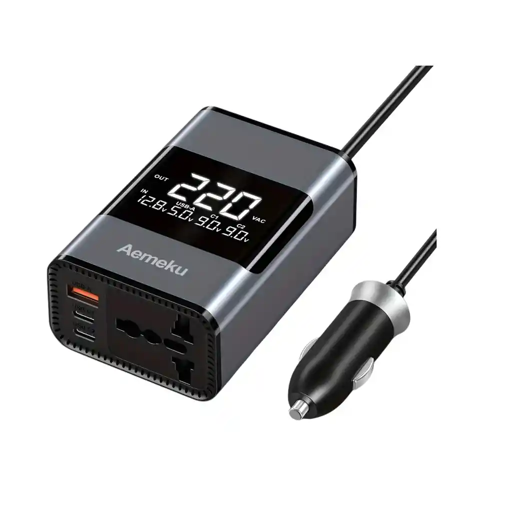 Inversor De Corriente Para Carro 200w Usb 2tipo C Pantalla