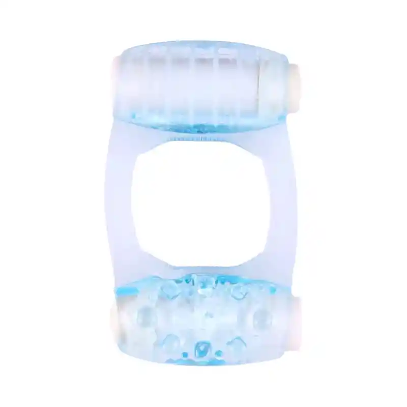 Anillo Vibrador Doble Bala Ajustable Azul