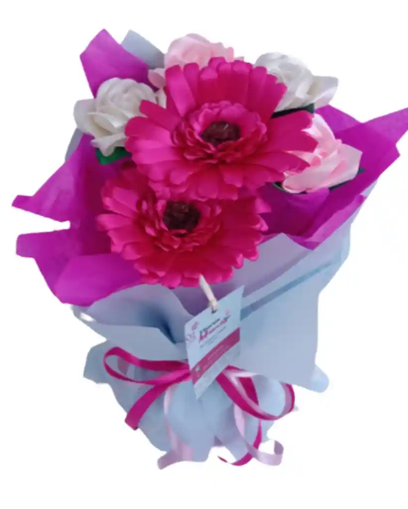 Ramo De Rosas Y Gerberas Unicornio Con Chocolates