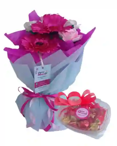 Ramo De Rosas Y Gerberas Unicornio Con Chocolates