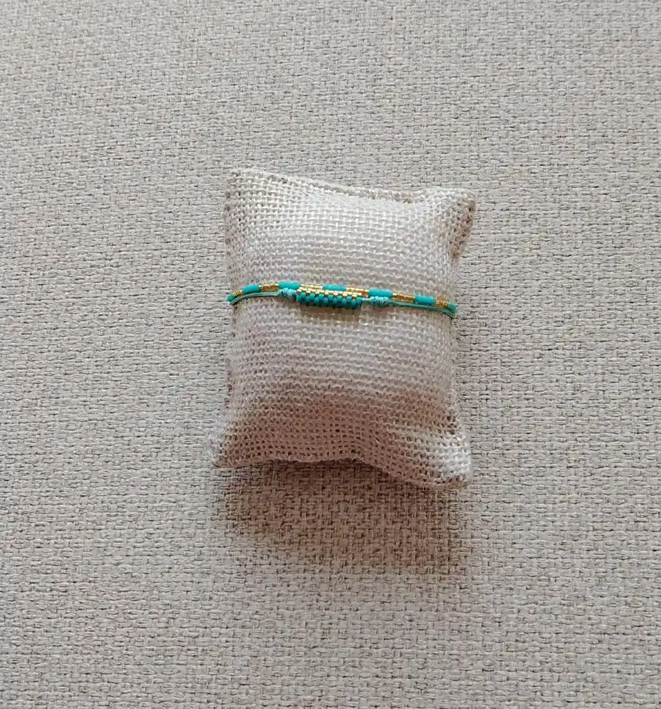 Pulsera De Miyuki Azul Con Dorado