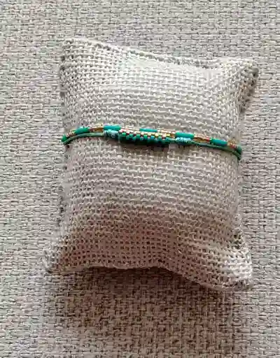 Pulsera De Miyuki Azul Con Dorado
