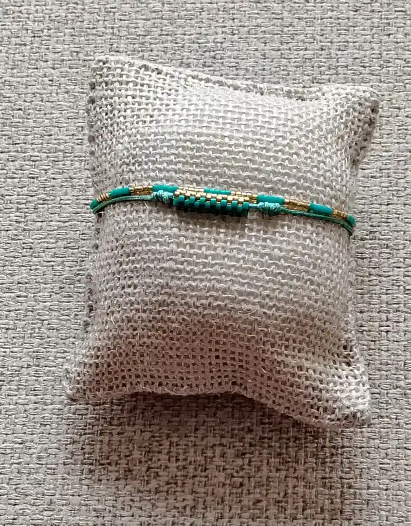 Pulsera De Miyuki Azul Con Dorado