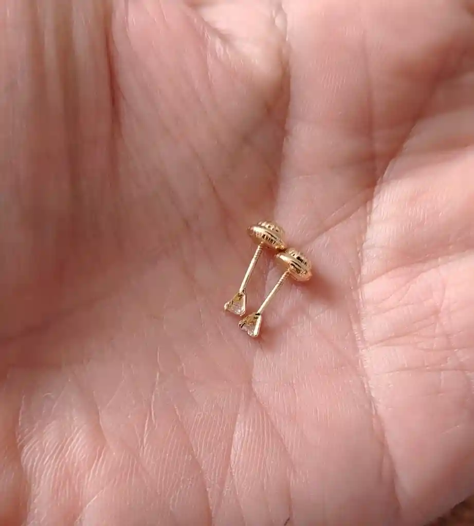 Topos Oro 18k De Seguridad Circon Blanco