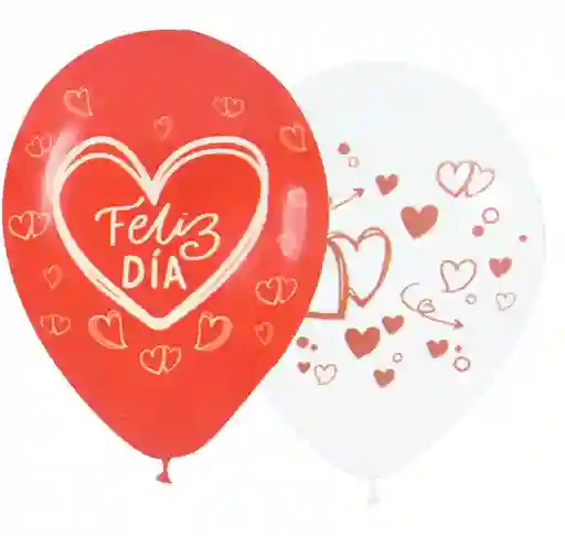 Bombas / Globos De Corazon " Feliz Dia" - R12 X 10