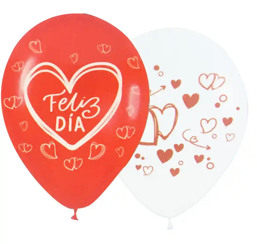 Bombas / Globos De Corazon " Feliz Dia" - R12 X 10