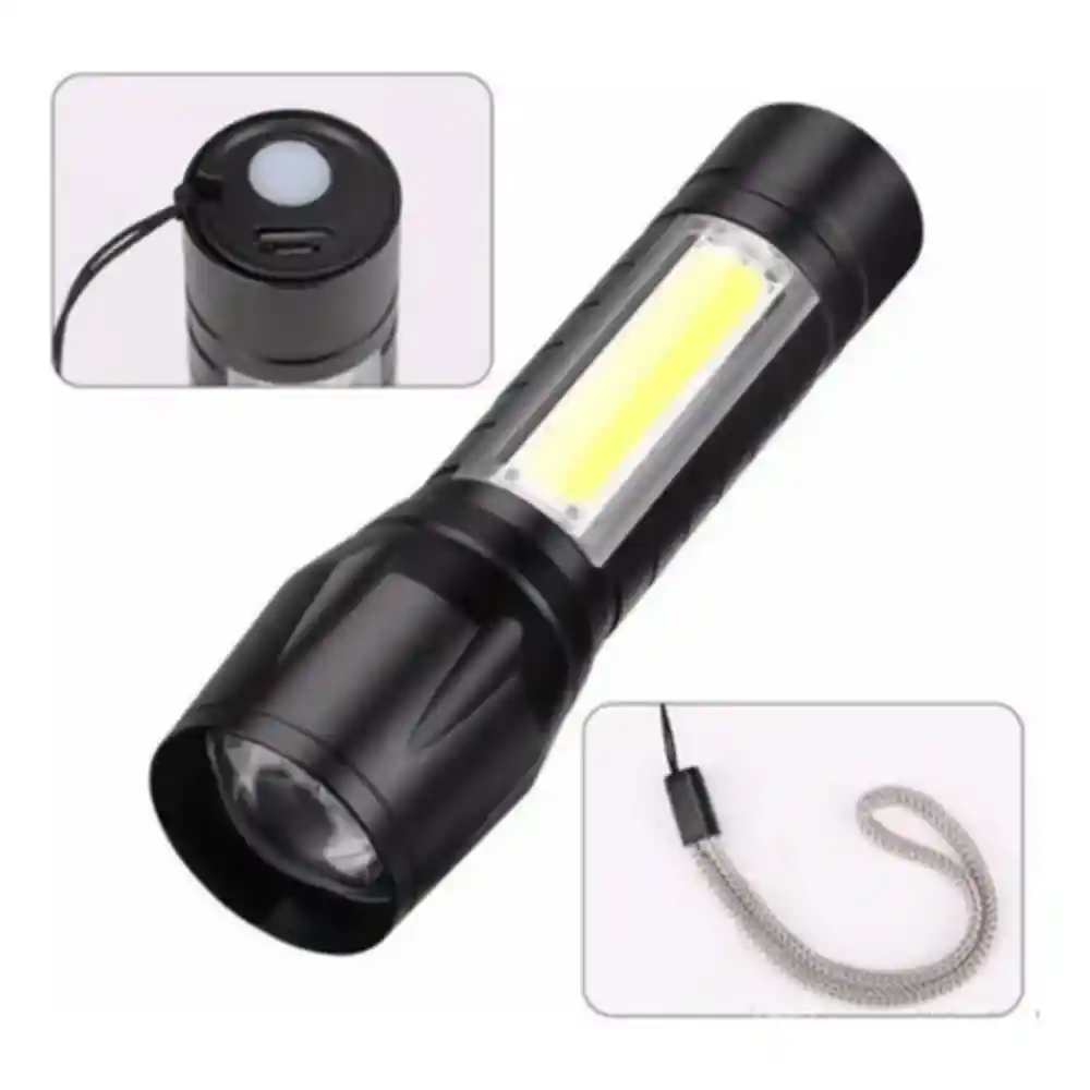 Linterna Tactica Led Recargable Usb Zoom Aluminio 511 Con Cordon