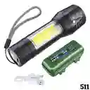 Linterna Tactica Led Recargable Usb Zoom Aluminio 511 Con Cordon