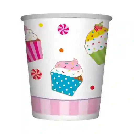 Vaso Desechable De Carton 9 Oz Cupcake X 8 Sempertex