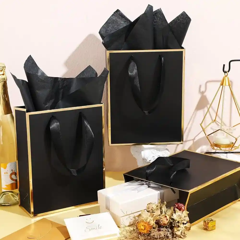 Bolsa De Regalo Papel Metálico Con Asa De Lujo