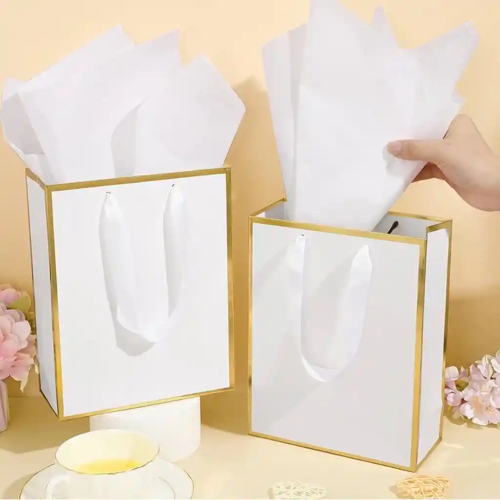 Bolsa De Regalo. Papel Metálico Con Asa De Lujo