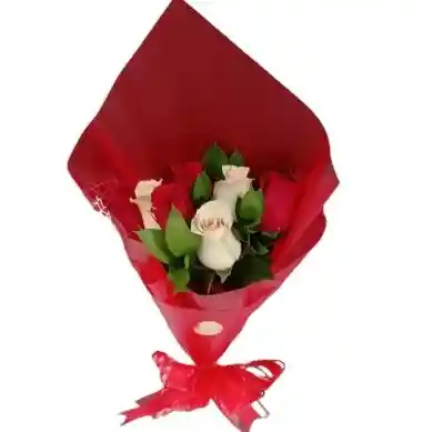 Flores Para Novia - Ramo 6 Rosas Rojas Y Blancas