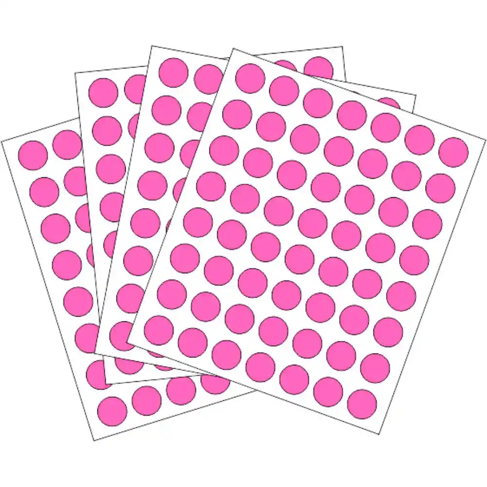 Rotulo Autoadhesivos Circulos De 1,3cm - X392, Fucsia Fluorescente