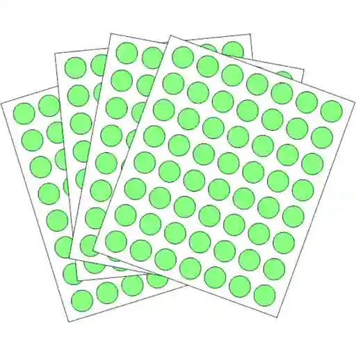 Rotulo Autoadhesivos Circulos De 1,3cm - X392, Verde Fluorescente