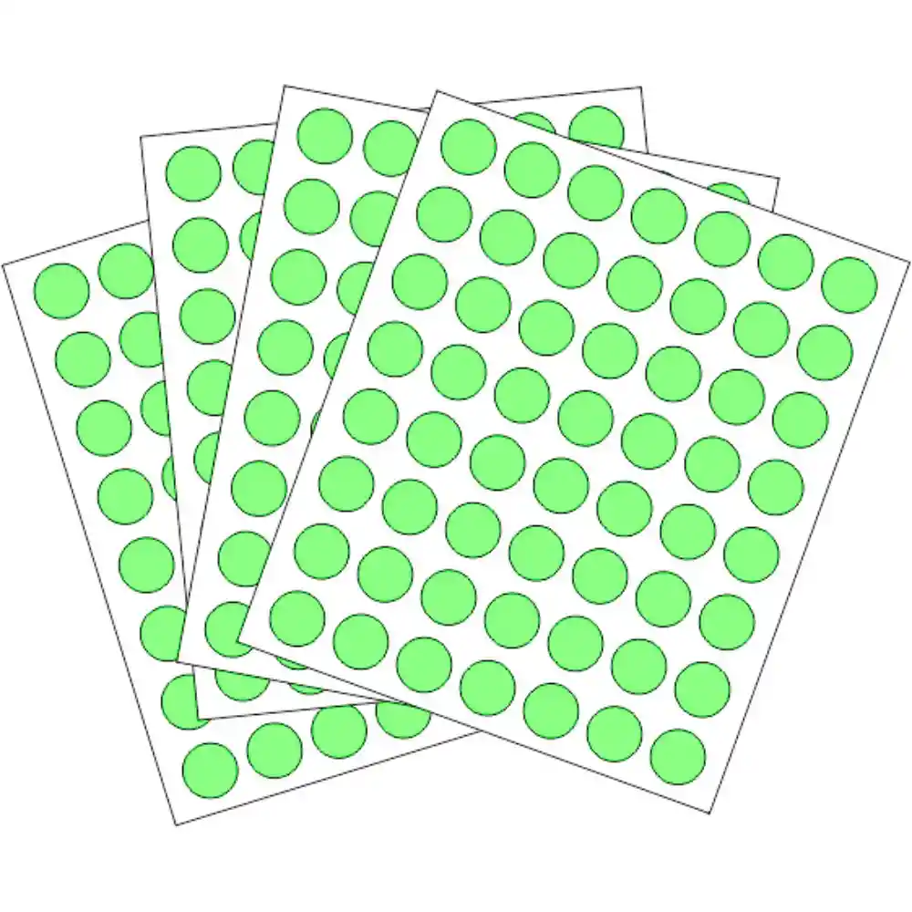 Rotulo Autoadhesivos Circulos De 1,3cm - X392, Verde Fluorescente