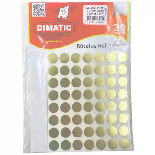 Rotulo Autoadhesivos Circulos De 1,3cm - X392, Dorado