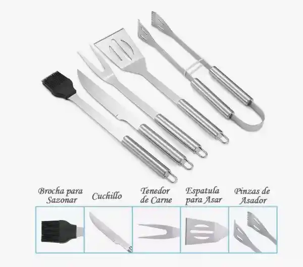 Set De Bbq De 15 Piezas Acero Inoxidable Bd-15