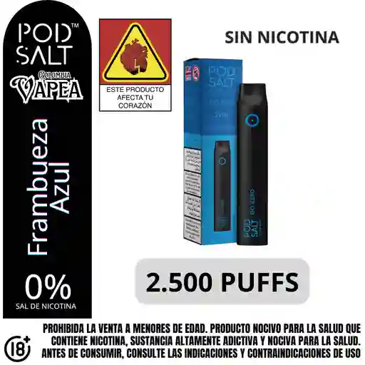 Vape Podsalt Zero Blue Raspberry 2500 Puffs 0%
