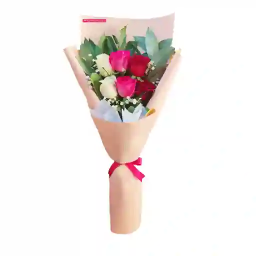Bouquet Alargado De 6 Rosas Combinadas