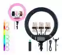 Aro De Luz Led Rgb Colores 45cm Incluye Trípode 2.1m Y 3 Bases Para Celular