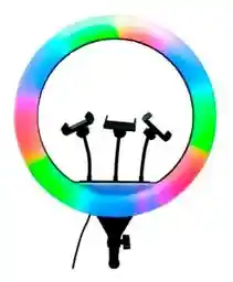 Aro De Luz Led Rgb Colores 45cm Incluye Trípode 2.1m Y 3 Bases Para Celular