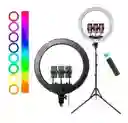 Aro De Luz Led Rgb Colores 45cm Incluye Trípode 2.1m Y 3 Bases Para Celular