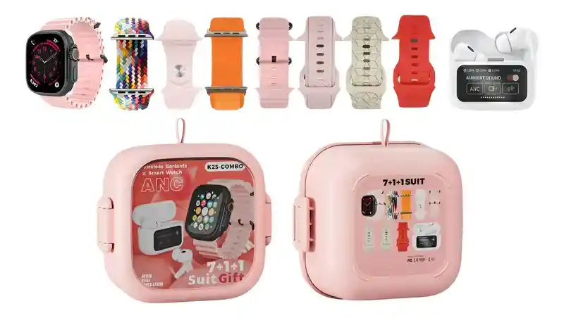 Combo Reloj Inteligente K25 + Audífonos Inalámbricos + 7 Correas Intercambiables