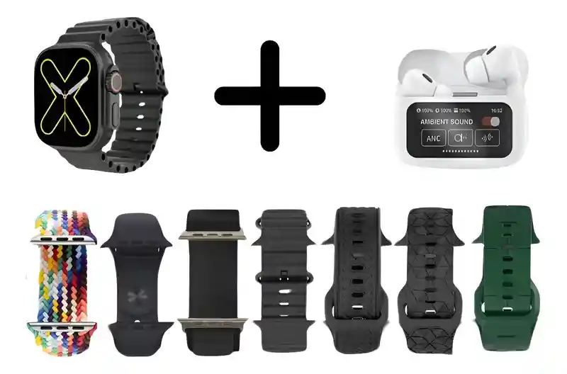 Combo Reloj Inteligente K25 + Audífonos Inalámbricos + 7 Correas Intercambiables