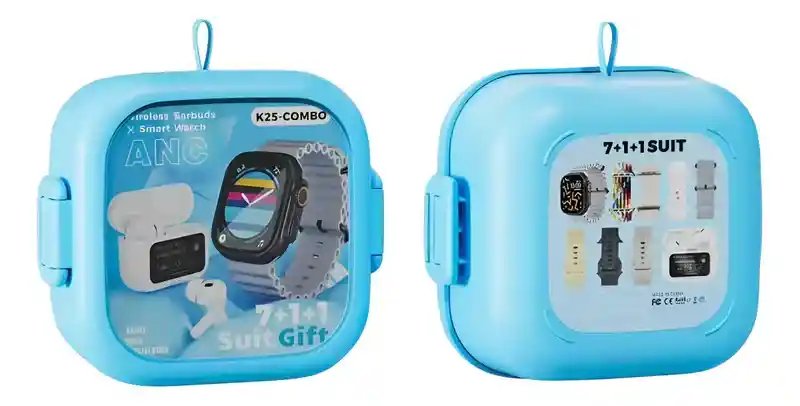 Combo Reloj Inteligente K25 + Audífonos Inalámbricos + 7 Correas Intercambiables