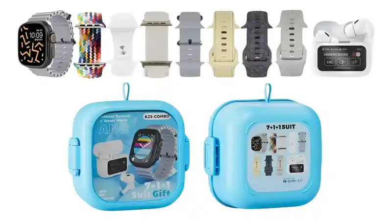 Combo Reloj Inteligente K25 + Audífonos Inalámbricos + 7 Correas Intercambiables