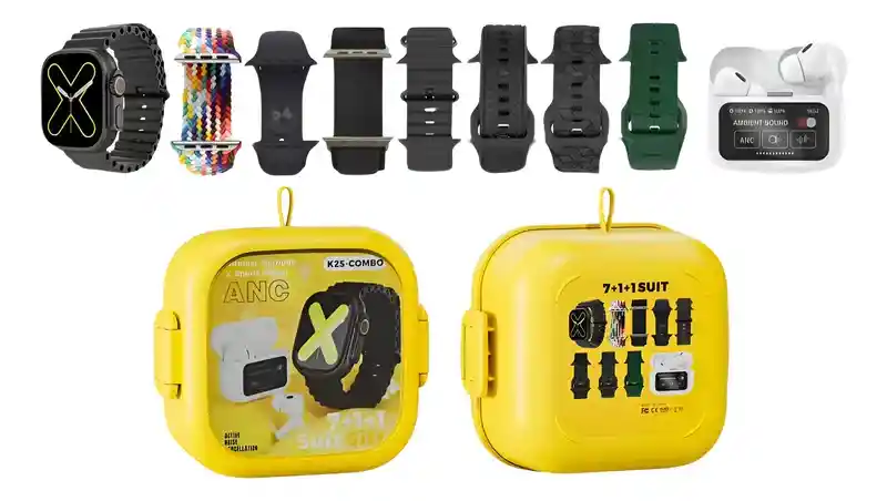 Combo Reloj Inteligente K25 + Audífonos Inalámbricos + 7 Correas Intercambiables