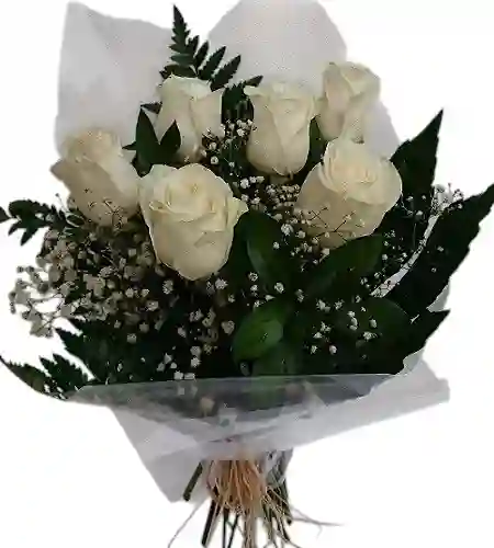 Bouquet De 6 Rosas Blancas