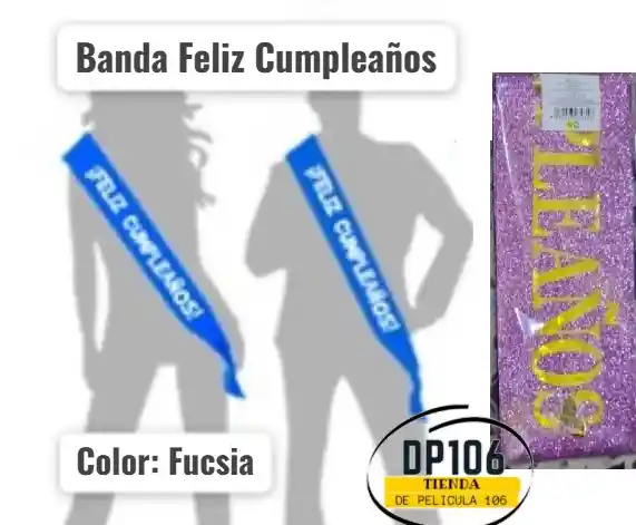 Banda Feliz Cumpleaños Rosa Fiesta Cinta