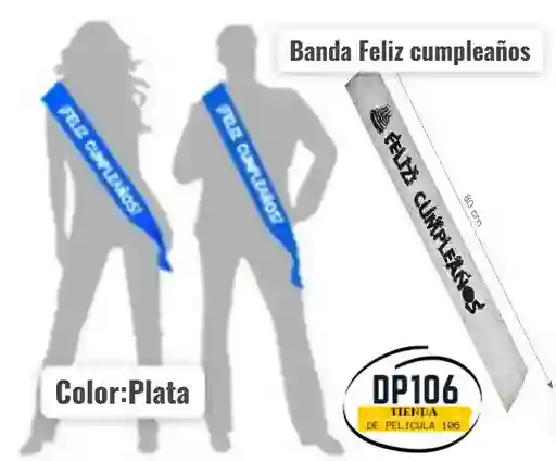 Banda Feliz Cumpleaños Plata Fiesta Cinta