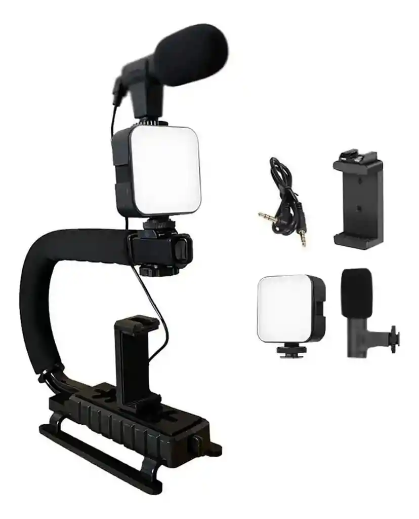 Estabilizador Celular Cámara Video Luz Micrófono Soporte Video Making