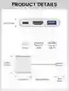 Convertidor Usb 3.1 (tipo C) A Hdmi+usb 3.0+tipo C Pd Color Blanco/gris Compatible Con Macbook