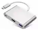 Convertidor Usb 3.1 (tipo C) A Hdmi+usb 3.0+tipo C Pd Color Blanco/gris Compatible Con Macbook