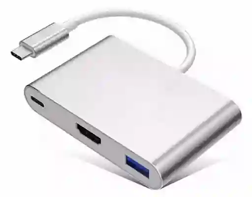 Convertidor Usb 3.1 (tipo C) A Hdmi+usb 3.0+tipo C Pd Color Blanco/gris Compatible Con Macbook