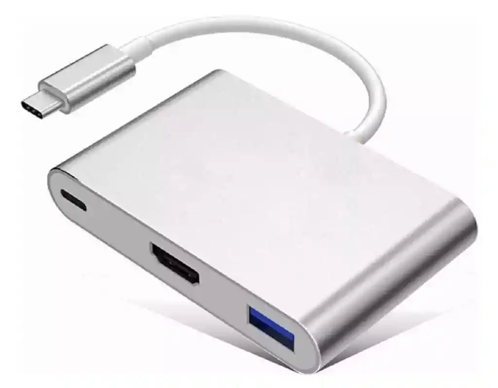 Convertidor Usb 3.1 (tipo C) A Hdmi+usb 3.0+tipo C Pd Color Blanco/gris Compatible Con Macbook
