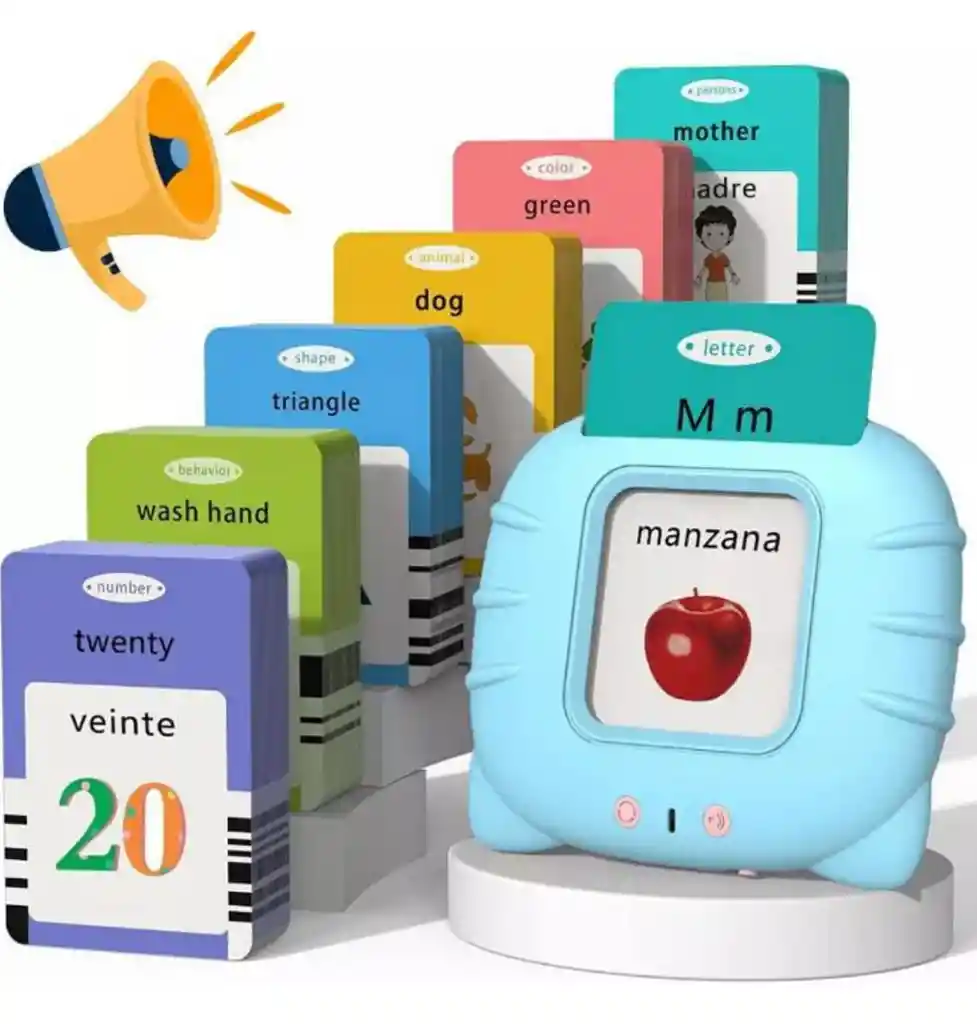 Lector De Tarjetas Español Y Inglés Para Niños 224 Palabras