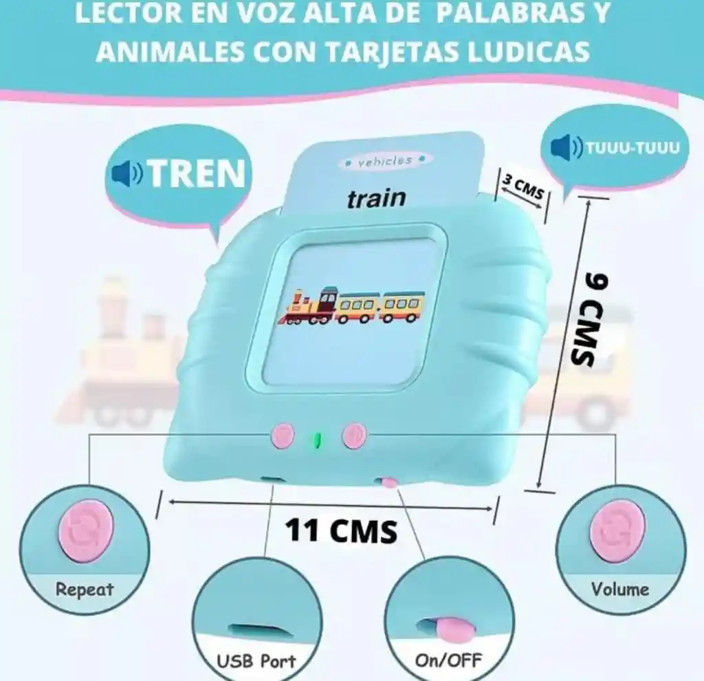 Lector De Tarjetas Español Y Inglés Para Niños 224 Palabras