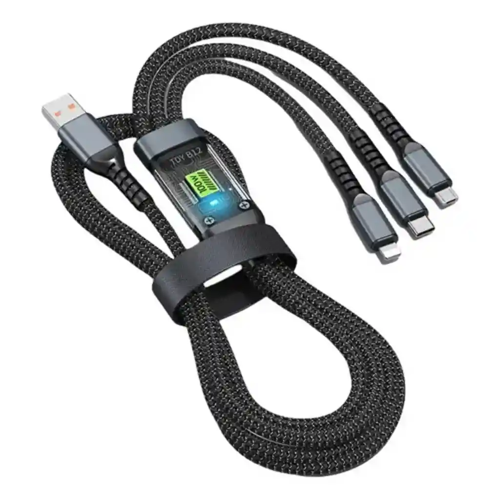 Cable De Carga 3 En 1 100w Tipo C / V8 / Iphone