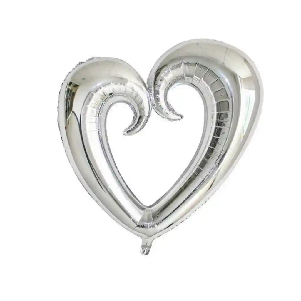 Globo Corazon Silueta Plateado