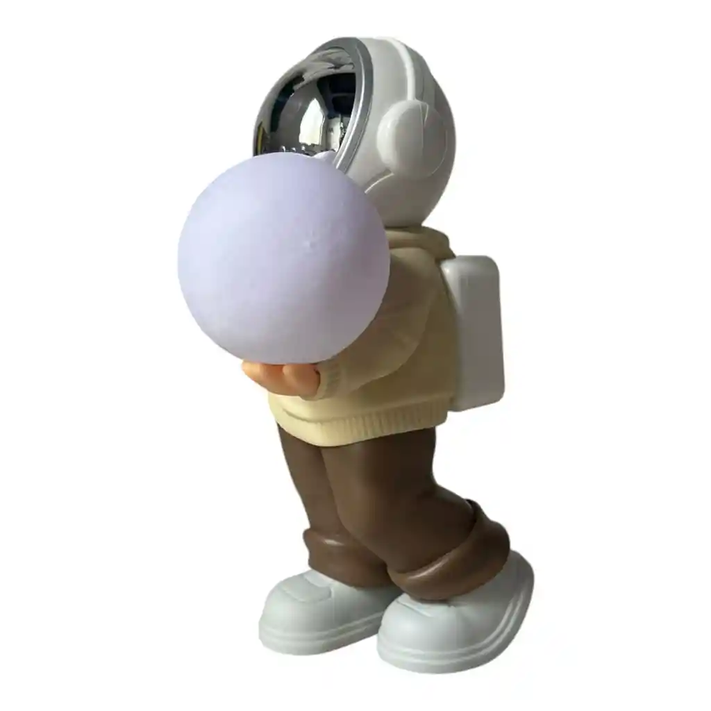 Lampara Y Parlante Bluetooth De Astronauta Luz Luna Beige Blanco