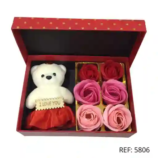 Caja Rosas X6 Oso