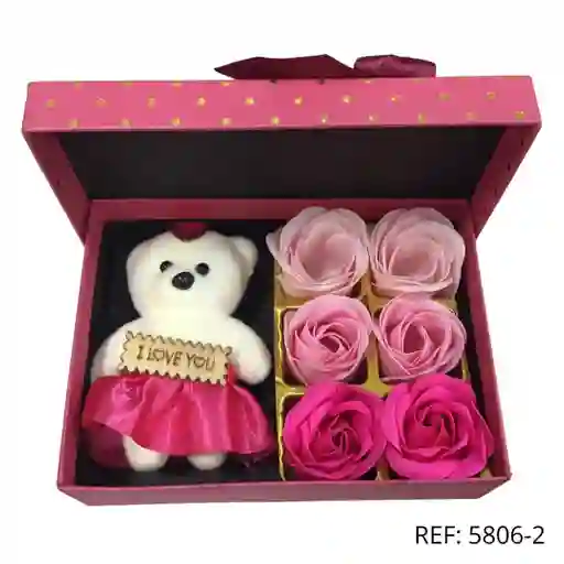 Caja Rosas X6 Oso