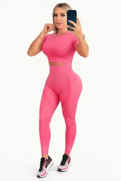 Conjunto Gym Leggings+tshirt Manga Corta