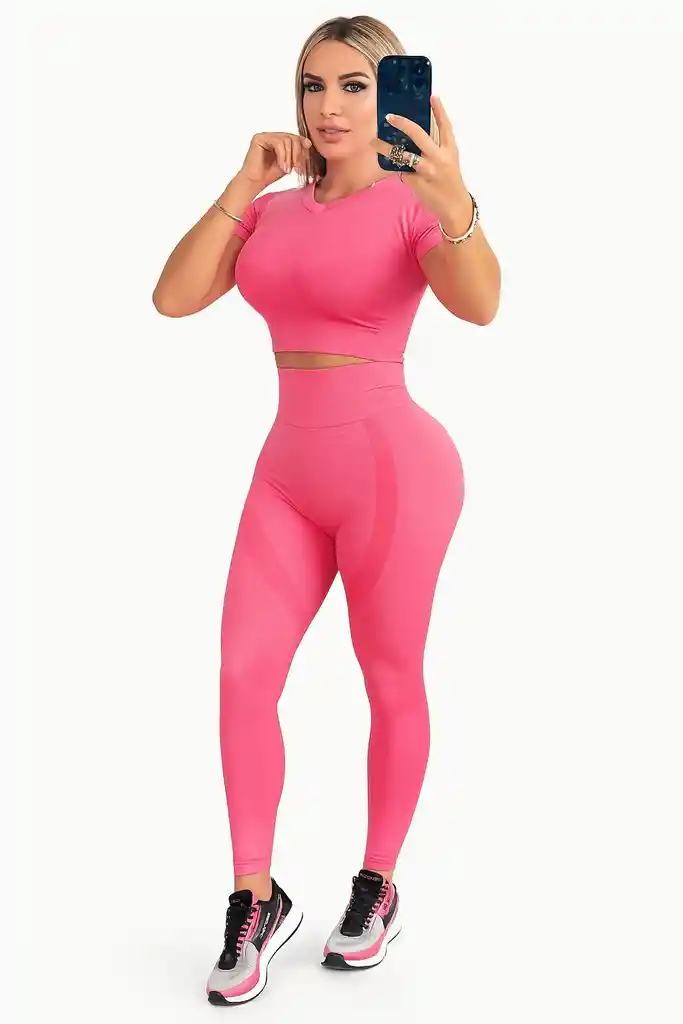 Conjunto Gym Leggings+tshirt Manga Corta