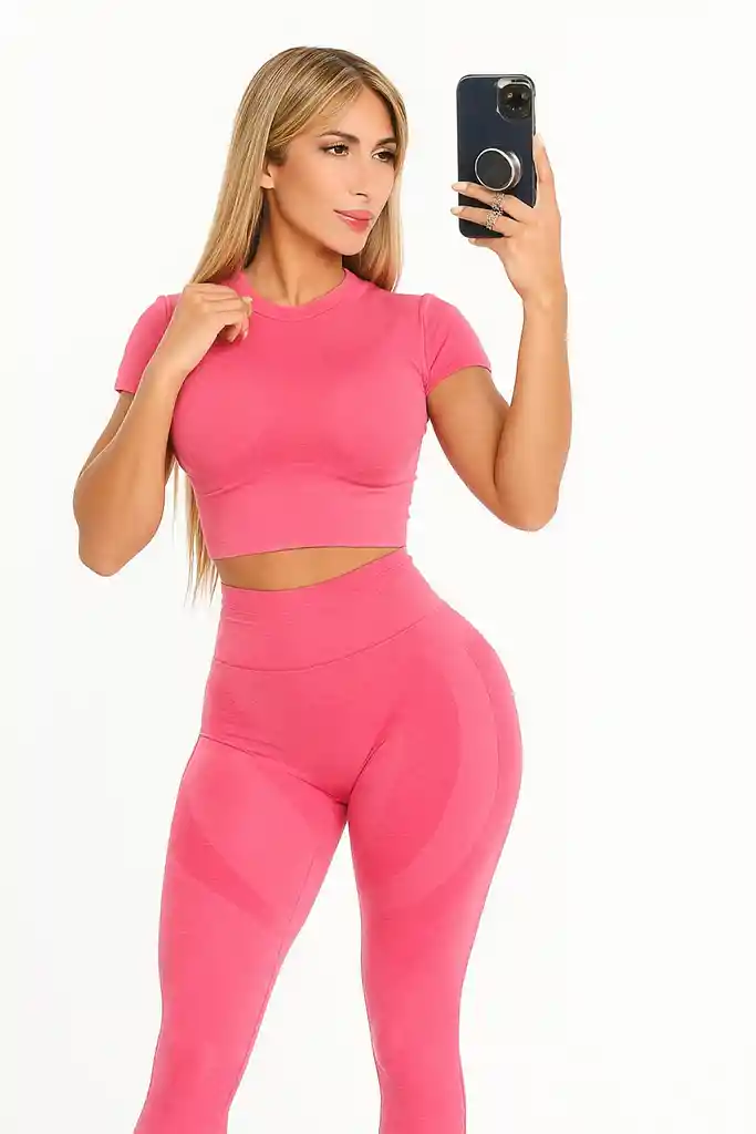 Conjunto Gym Leggings+tshirt Manga Corta
