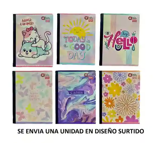 Cuaderno Cosido Para Niña Cuadriculado 50 Hojas Qnota Scribe Diseños Surtidos